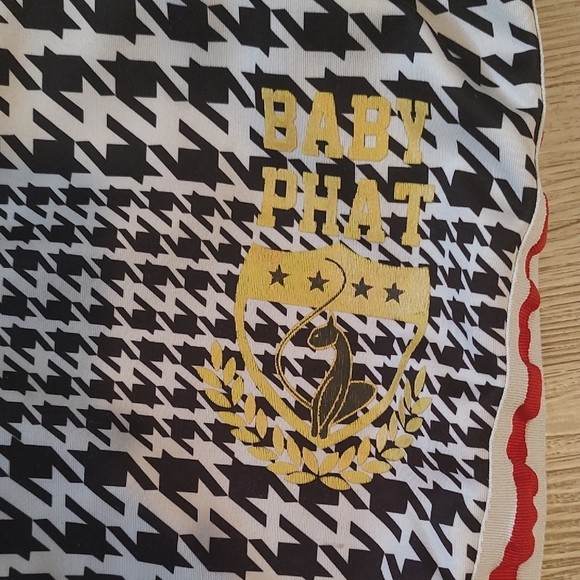 Baby Phat Black and White Houndstooth Leggings with Red Trim Ladies Large - Picture 2 of 9